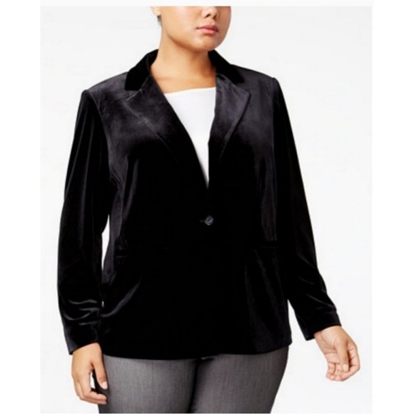 Calvin Klein Women's Black Velvet Blazer - Picture 1 of 13